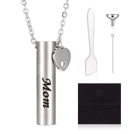 1Pc Word 304 Stainless Steel Column Urn Ashes Necklace DIY-TA0010-07E-1