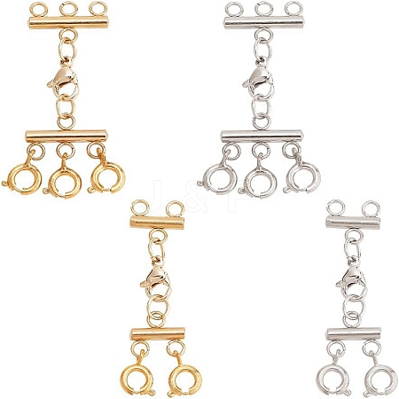 4Pcs 4 Styles Multi-Strand 304 Stainless Steel Lobster Claw Clasps FIND-AB00046-1