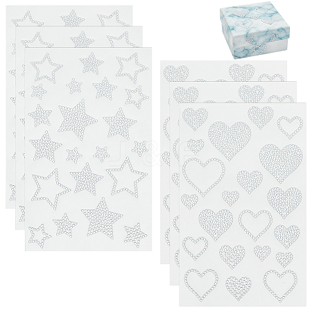 WADORN 6 Sheets 2 Styles Heart & Star Acrylic Rhinestone Self-Adhesive Stickers DIY-WR0004-23-1