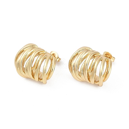 Ion Plating(IP) 304 Stainless Steel Multi-Layer Wire Wrapped Stud Earrings EJEW-Z068-23G-1