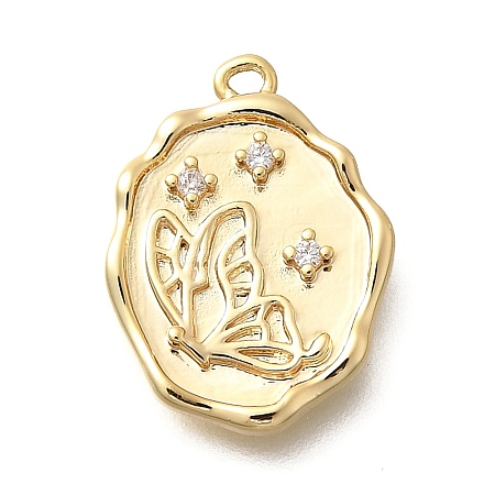 Brass Micro Pave Cubic Zirconia Pendants KK-Q035-16C-G-1