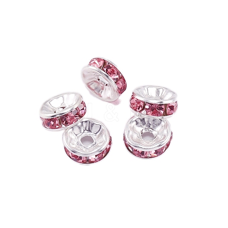 Rondelle Brass Rhinestone Spacer Beads FS-WG29681-58-1