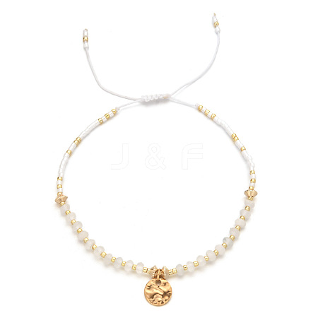 Natural White Jade Braided Bead Bracelet FR2657-6-1