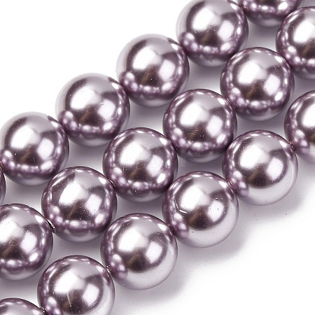 Electroplated Shell Pearl Beads Strands BSHE-G041-12mm-02-1