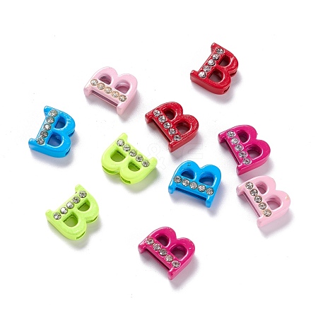 Spray Painted Zinc Alloy Slide Charms ALRI-WH0005-13B-1