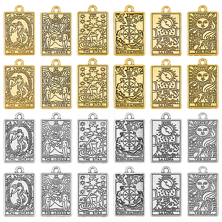 48Pcs 12 Styles Rack Plating Alloy Pendants FIND-DC0003-34-1