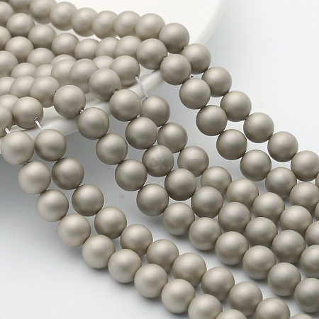Round Shell Pearl Frosted Beads Strands BSHE-F013-06A-10mm-1