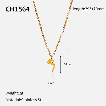 304 Stainless Steel Arabic Initial Letter Pendant Necklaces FS-WG7B6CA-14-1