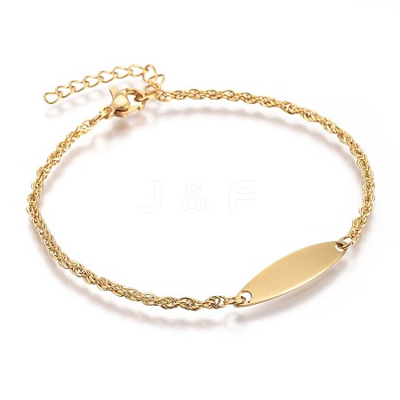 Ion Plating(IP) 304 Stainless Steel ID Bracelets BJEW-L637-11-G-1