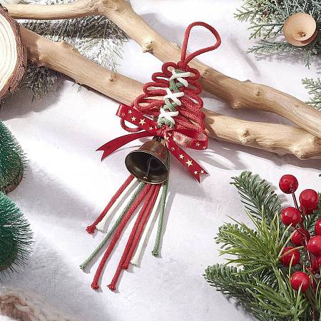 Christmas Tree Cotton String Threads Pendant Decorations HJEW-TA00403-02-1