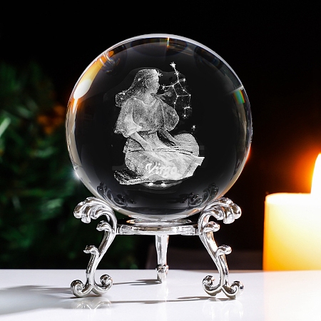 Inner Carving Constellation Glass Crystal Ball Diaplay Decoration PW-WG84004-08-1