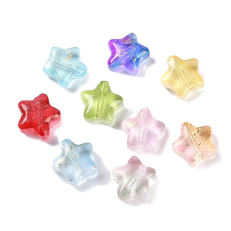 Transparent Spray Painted Frosted Glass Beads X2-GLAA-NH0003-01-1