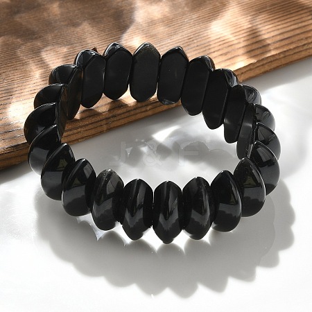 Bicone Natural Obsidian Beads Stretch Bracelets for Women Men BJEW-C097-05E-1