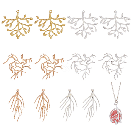 12Pcs 6 Styles Brass Pendants KK-AR0001-91-1
