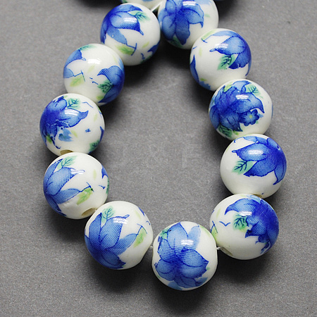 Handmade Printed Porcelain Beads PORC-Q199-12mm-19-1