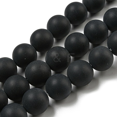 Grade A Natural Black Agate Beads Strands G447-6-1