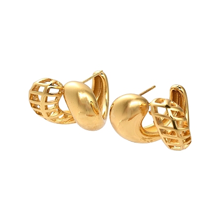 304 Stainless Steel Stud Earrings EJEW-P316-06G-1