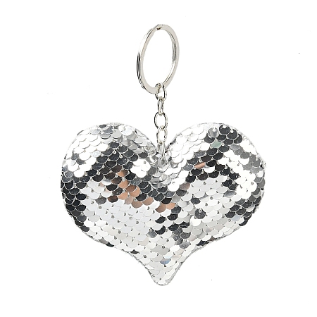 PVC Reflective Sequin Heart Pendant Keychain KEYC-L033-01P-05-1