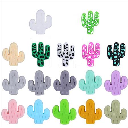 34Pcs 17 Style Cactus Food Grade Eco-Friendly Silicone Focal Beads JX905A-1