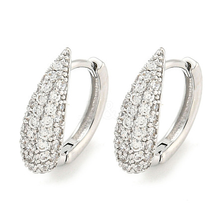 Brass Micro Pave Clear Cubic Zirconia Hoop Earrings for Women EJEW-S228-07P-1