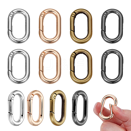 12Pcs 4 Colors Alloy Spring Gate Rings FIND-NB0006-21-1