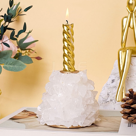 Natural Quartz Crystal and Metal Candlestick Ornaments PW-WG97317-08-1