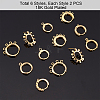   10Pcs 2 Style Brass Huggie Hoop Earring with 2Pcs Ring Stud Earring Findings KK-PH0002-84-6