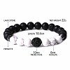 Natural Howlite & Lava Rock & Cubic Zirconia Round Beads Stretch Bracelets for Men Women Round Beads Stretch Bracelets for Men Women FF8165-7-1
