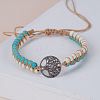 Synthetic Turquoise Round Beaded Braided Bead Bracelets FS-WGE5EF2-15-1