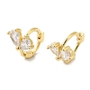 Leaf Cubic Zirconia Hoop Earrings EJEW-P292-01G-1