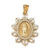 304 Stainless Steel Micro Pave Clear Cubic Zirconia Pendants CU-CBAF0F8-05B-G-1