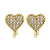 Heart Brass Micro Pave Cubic Zirconia Ear Studs EJEW-D304-35P-2