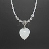 Natural Gemstone Heart Pendant Colorful Glass Seed Beads Beaded Necklaces for Women VA8487-3-1