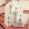 1Pc 304 Stainless Steel Rose Rhinestone Curved Barvell Belly Rings WGF9938-01-3