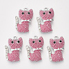 Alloy Rhinestone Enamel Kitten Pendants PALLOY-T056-104-1