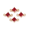 Brass Pave Glass Rhombus Links Connector Charms GLAA-Q088-001J-1