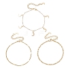 Round ABS Imitation Pearl Beaded Chains & 304 Stainless Steel Cable Chains Stackable Bracelets for Women BJEW-JB12452-01-4