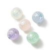 UV Plating Rainbow Iridescent Imitation Jelly Acrylic Beads OACR-K003-005-1