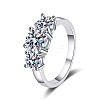 Rhodium Plated 925 Sterling Silver Pave 8.2x4.9mm Moissanite Finger Rings WG3C802-14-5