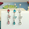 304 Stainless Steel Cubic Zirconia Teardrop Dangle Belly Rings WG60E11-03-1