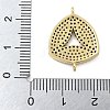 Rack Plating Brass Micro Pave Clear & Black Cubic Zirconia Triangle Connector Charms KK-A234-076G-3