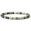 4mm Round Natural Green Line Jasper Beads Bracelet for Men KG3069-2-1