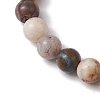 6mm Round Natural Bamboo Leaf Agate Beaded Stretch Bracelets for Women BJEW-JB10660-2