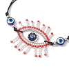 Horse Eye Glass Seed Beaded Link Bracelet Sets BJEW-MZ00074-01-3