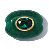 Brass Micro Pave Cubic Zirconia & Green Gemstone Beads GG-OY001-06G-04-1