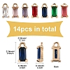 14Pcs 7 Colors Transparent Glass Charms GLAA-YW0004-25-3