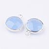 Silver Color Plated Brass Glass Flat Round Charms GLAA-M003-A-18S-2