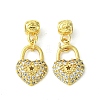 Rack Plating Eco-Friendly Brass Micro Pave Clear Cubic Zirconia European Dangle Charms KK-K330-46G-1