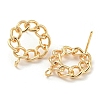 Brass Hollow Donut Stud Earrings Findings KK-K351-21G-2