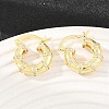 Bamboo Brass Micro Pave Clear Cubic Zirconia Hoop Earrings EJEW-F405-01G-4
